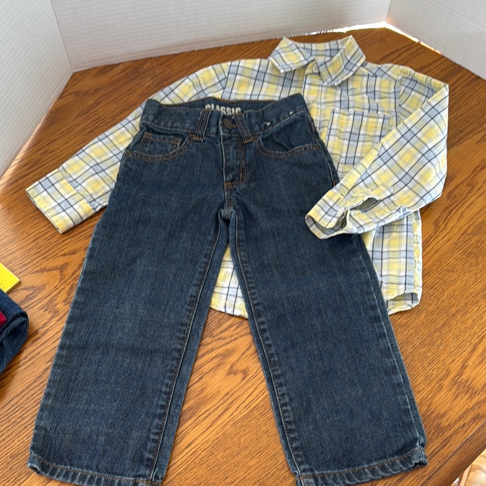 Gymboree Denim Jeans and Plaid Shirt Set